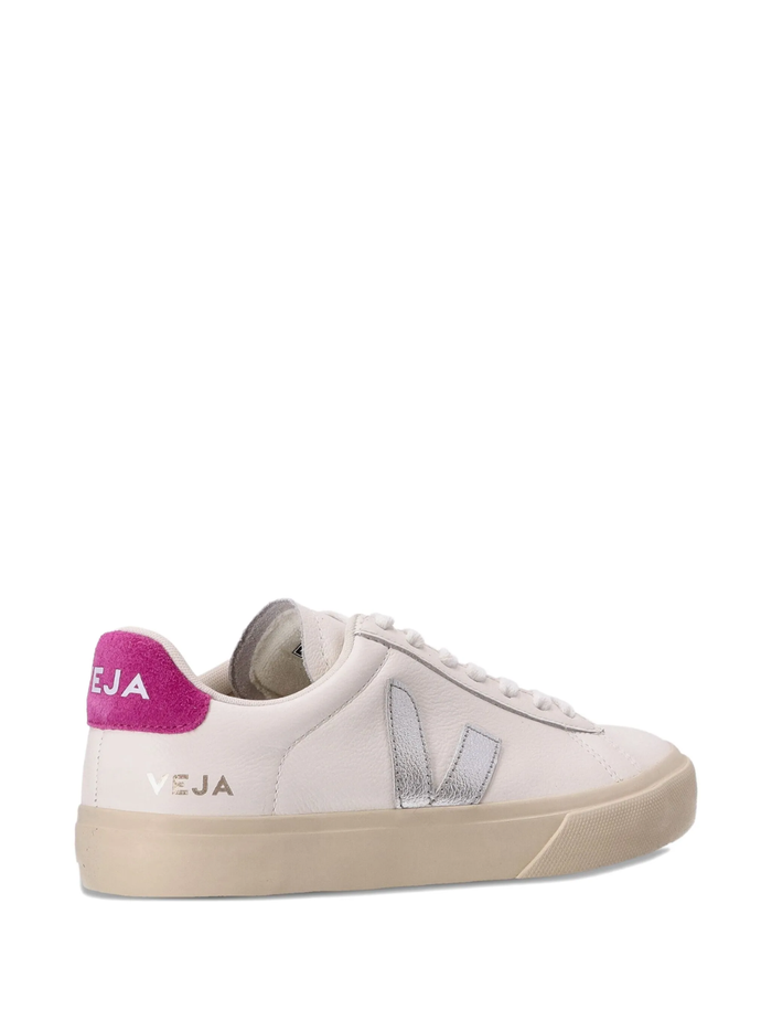 VEJA WOMEN Campo Leather Sneakers White Silver Ultraviolet - MAISONDEFASHION.COM