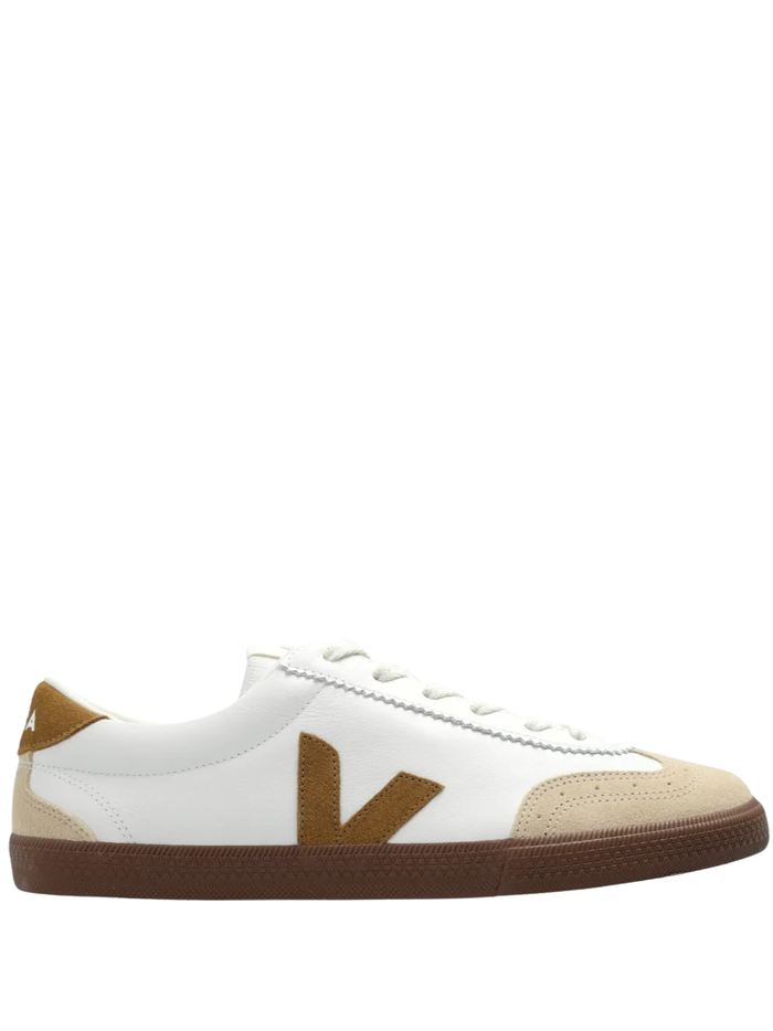 VEJA WOMEN Volley O.T. Leather Sneakers White Tent Bark - MAISONDEFASHION.COM