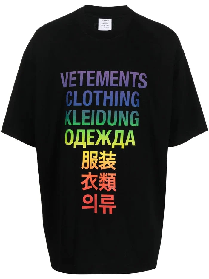 VETEMENTS Translation T-Shirt Black/Rainbow - MAISONDEFASHION.COM