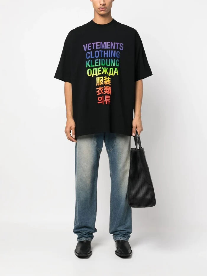VETEMENTS Translation T-Shirt Black/Rainbow - MAISONDEFASHION.COM