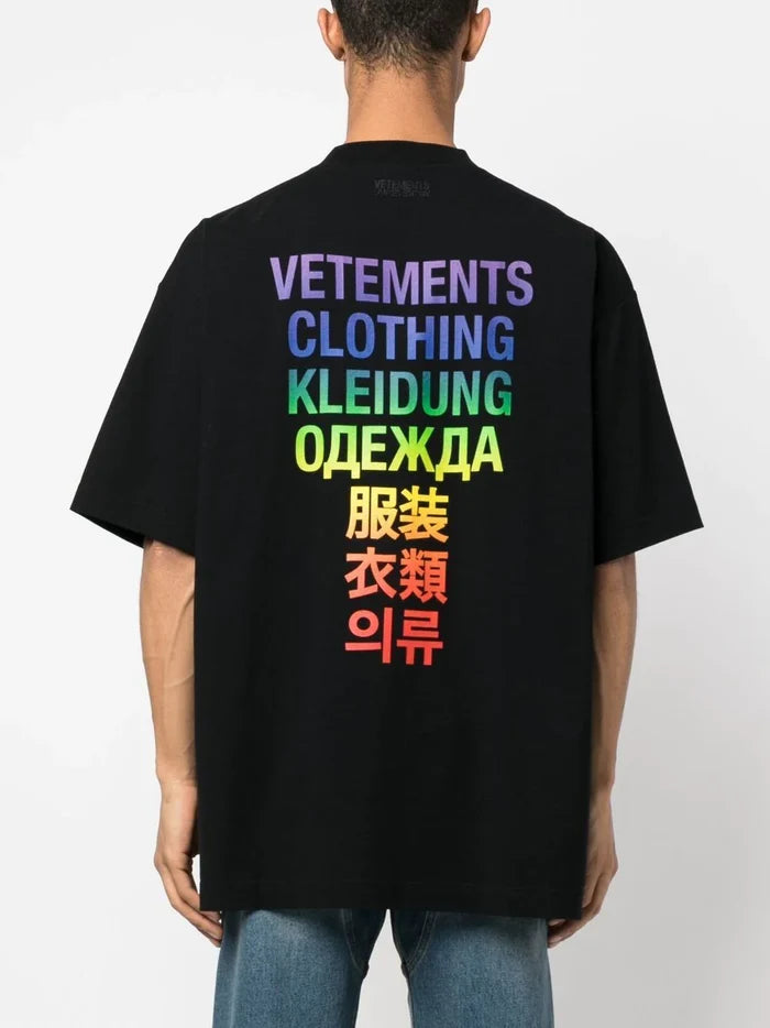 VETEMENTS Translation T-Shirt Black/Rainbow - MAISONDEFASHION.COM
