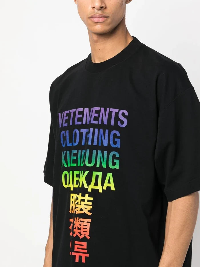 VETEMENTS Translation T-Shirt Black/Rainbow - MAISONDEFASHION.COM