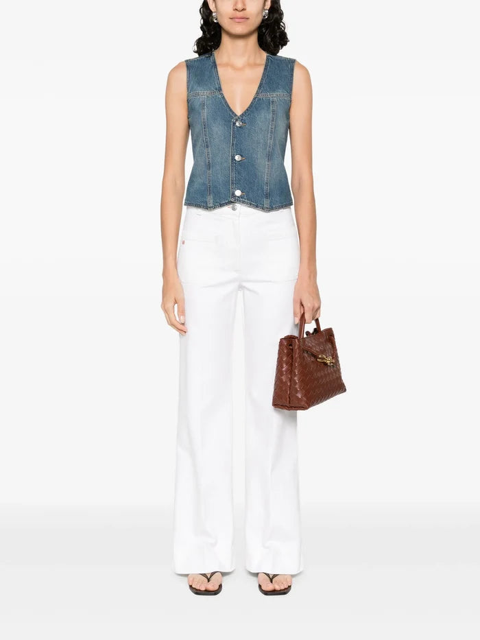 VICTORIA BECKHAM WOMEN Alina Flared Jeans Washed White - MAISONDEFASHION.COM
