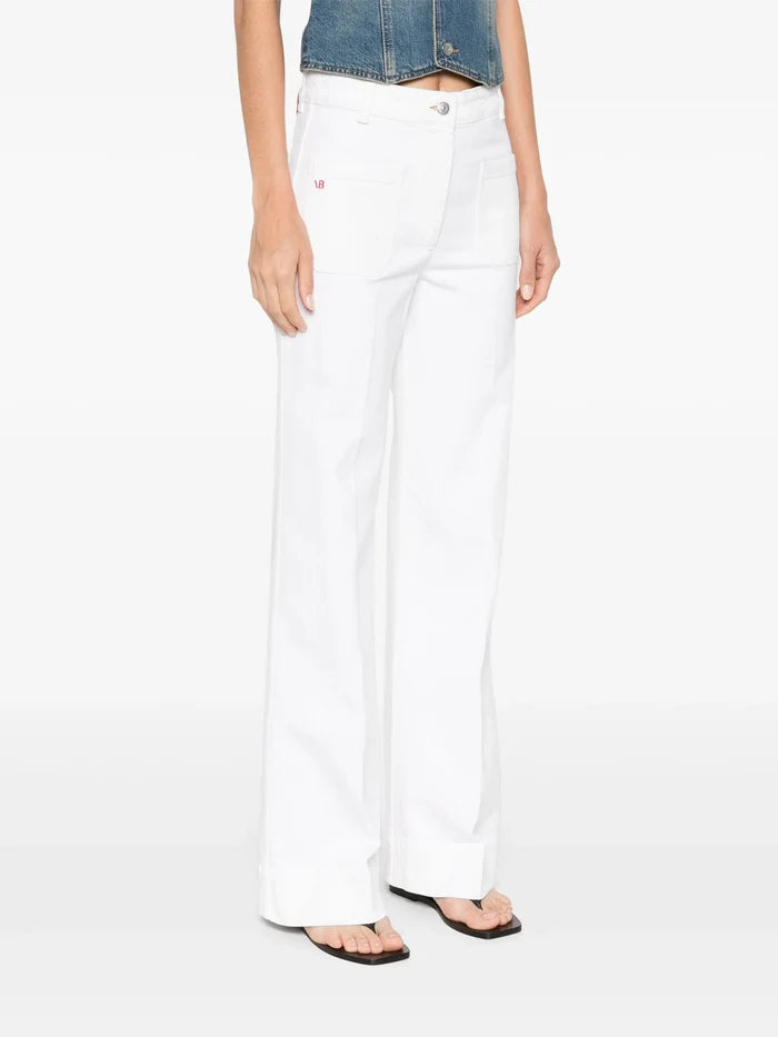 VICTORIA BECKHAM WOMEN Alina Flared Jeans Washed White - MAISONDEFASHION.COM