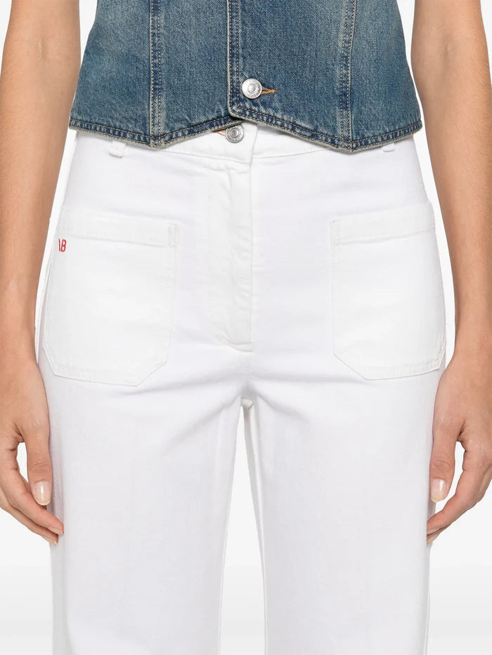 VICTORIA BECKHAM WOMEN Alina Flared Jeans Washed White - MAISONDEFASHION.COM