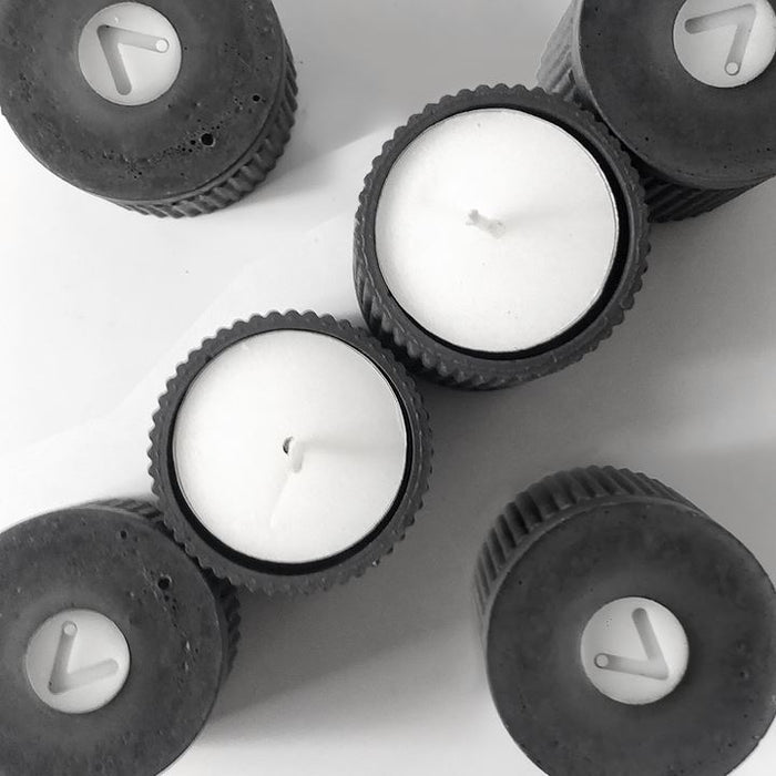 Victoria Pillar Tea Light Set Charcoal Grey - MAISONDEFASHION.COM