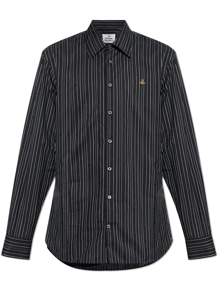 VIVIENNE WESTWOOD Orb-Embroidered Shirt Black - MAISONDEFASHION.COM