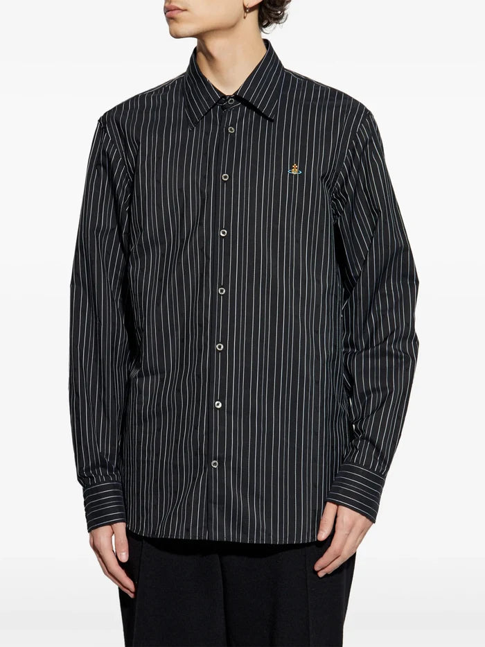 VIVIENNE WESTWOOD Orb-Embroidered Shirt Black - MAISONDEFASHION.COM