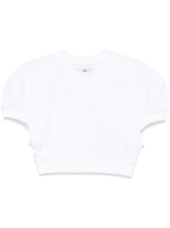 VIVIENNE WESTWOOD WOMEN Cropped Football Sweatshirt White - MAISONDEFASHION.COM