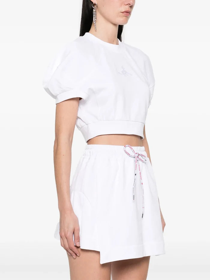 VIVIENNE WESTWOOD WOMEN Cropped Football Sweatshirt White - MAISONDEFASHION.COM