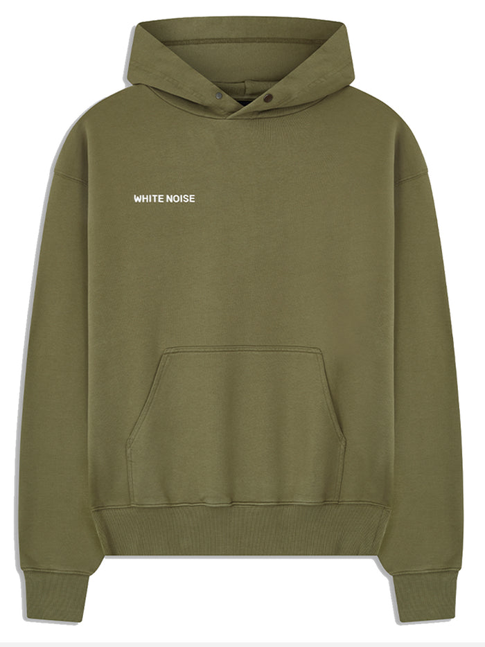 WHITE NOISE Branded Graphic Cotton Hoodie Khaki - MAISONDEFASHION.COM
