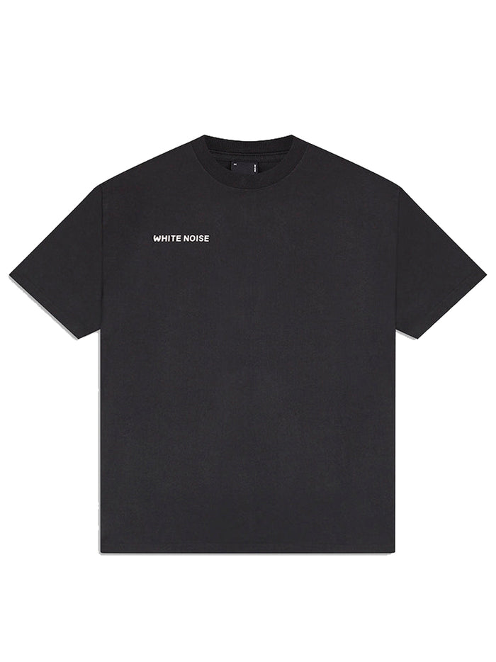 WHITE NOISE Branded Graphic T-shirt Black - MAISONDEFASHION.COM
