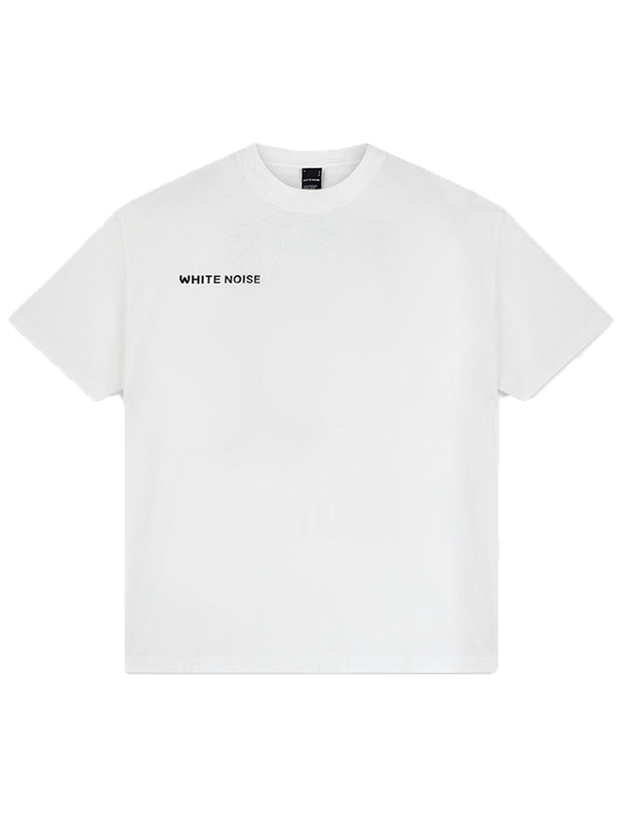 WHITE NOISE Branded Graphic T-shirt White - MAISONDEFASHION.COM
