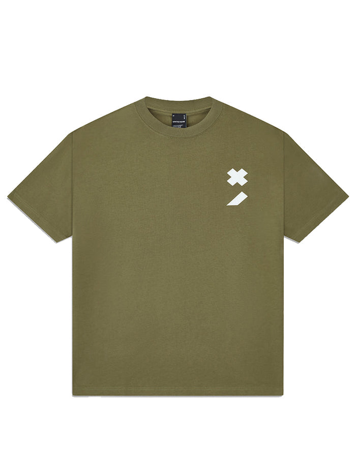 WHITE NOISE Classic Icon Cotton T-shirt Khaki - MAISONDEFASHION.COM