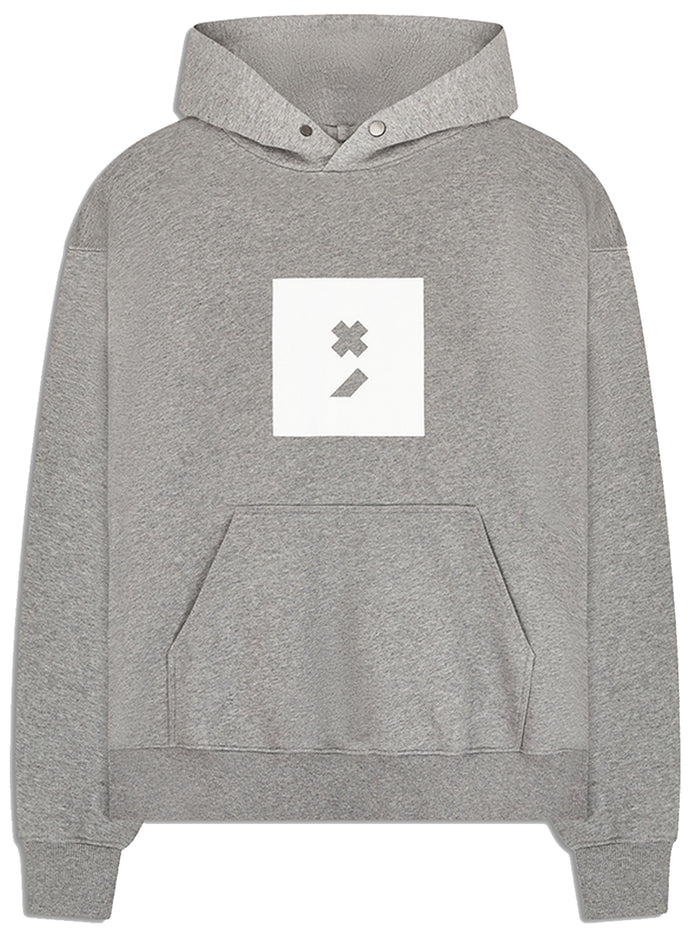 WHITE NOISE Icon Box Cotton Hoodie Grey - MAISONDEFASHION.COM