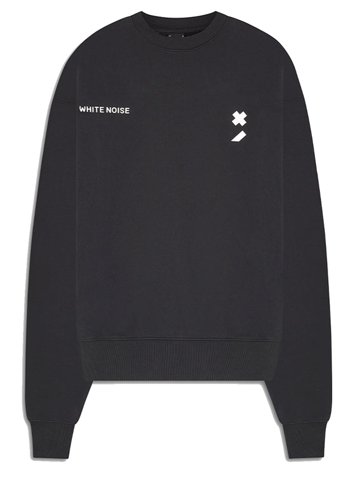 WHITE NOISE Twin Logo Cotton Sweatshirt Black - MAISONDEFASHION.COM