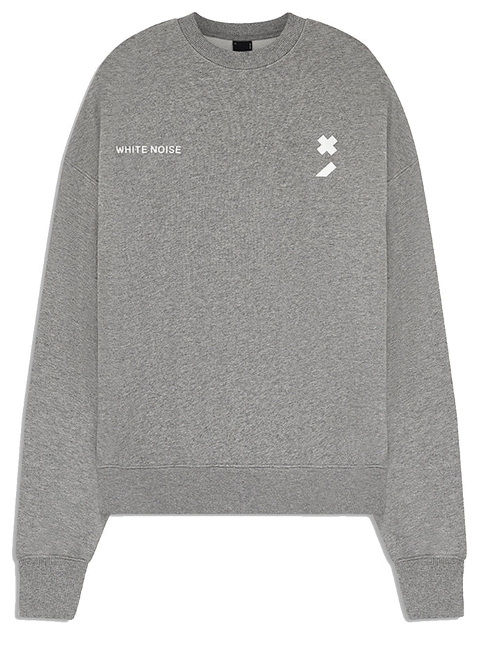 WHITE NOISE Twin Logo Cotton Sweatshirt Grey - MAISONDEFASHION.COM