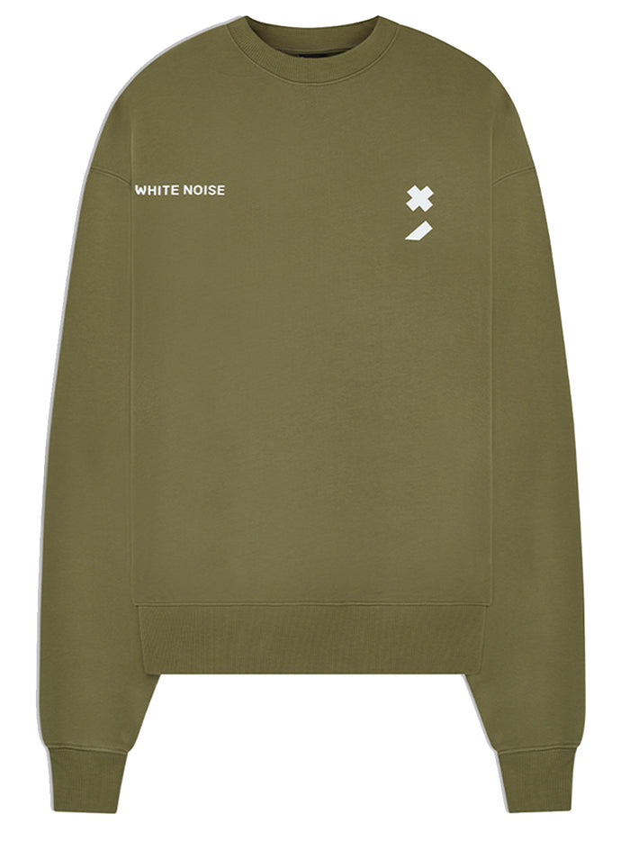 WHITE NOISE Twin Logo Cotton Sweatshirt Khaki - MAISONDEFASHION.COM