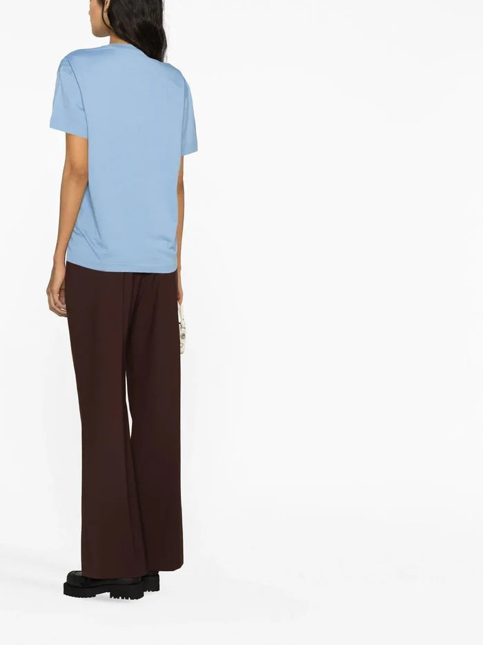 OFF-WHITE WOMEN 70s Type Logo Casual Tee Blue/White - MAISONDEFASHION.COM