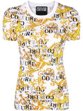 VERSACE WOMEN Baroque Print Cotton T-Shirt White/Gold - MAISONDEFASHION.COM