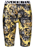 VERSACE WOMEN Baroque Print Cycling Shorts Black/Gold - MAISONDEFASHION.COM