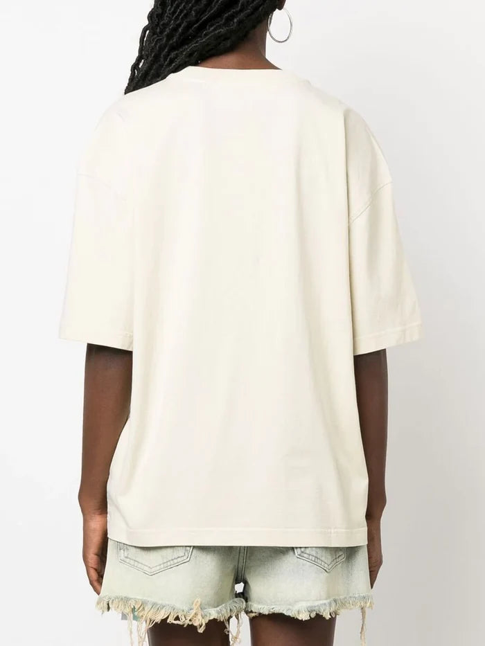 OFF-WHITE WOMEN Big Logo Opposite Over Tee Beige/Black - MAISONDEFASHION.COM