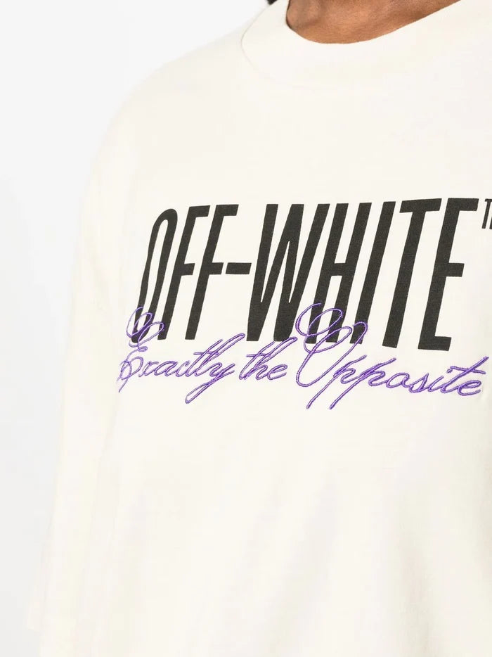OFF-WHITE WOMEN Big Logo Opposite Over Tee Beige/Black - MAISONDEFASHION.COM