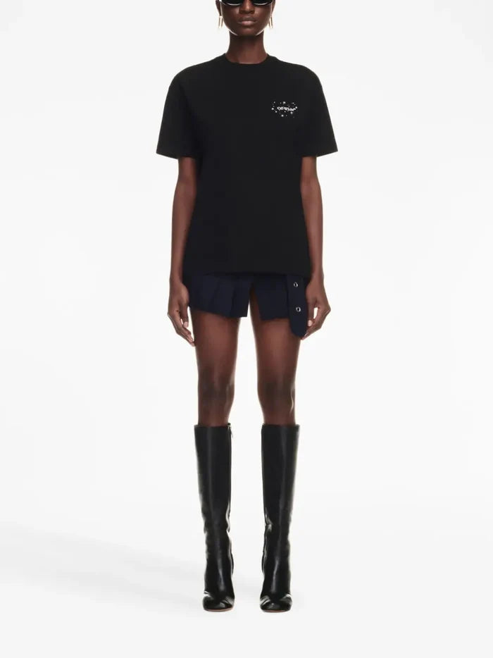 OFF-WHITE WOMEN Bling Stars Arrow Casual T-Shirt Black/White - MAISONDEFASHION.COM