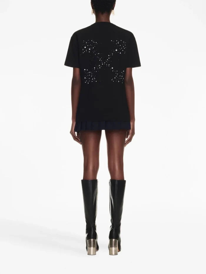 OFF-WHITE WOMEN Bling Stars Arrow Casual T-Shirt Black/White - MAISONDEFASHION.COM
