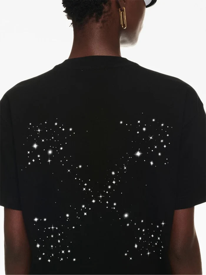 OFF-WHITE WOMEN Bling Stars Arrow Casual T-Shirt Black/White - MAISONDEFASHION.COM