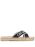 OFF-WHITE WOMEN Bookish Criss Cross Espadrill Black/White - MAISONDEFASHION.COM