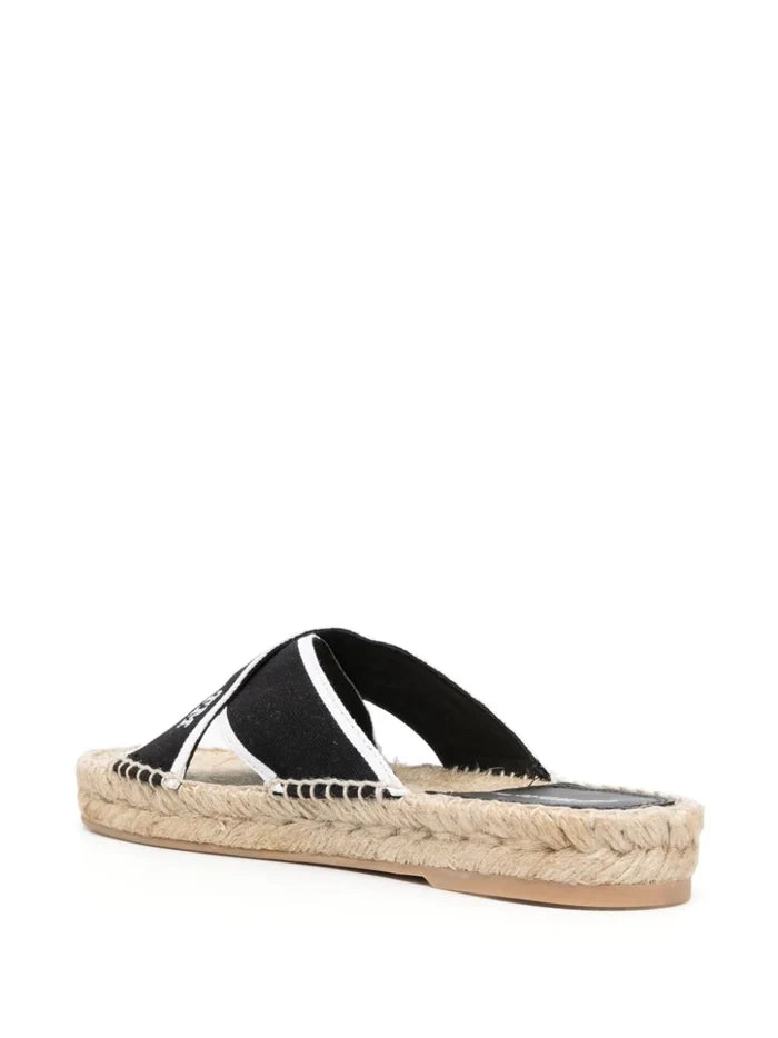 OFF-WHITE WOMEN Bookish Criss Cross Espadrill Black/White - MAISONDEFASHION.COM
