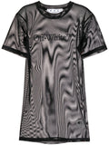 OFF-WHITE WOMEN Bookish Mesh Mini Dress Black - MAISONDEFASHION.COM