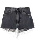 OFF-WHITE WOMEN Corporate Shorts Dark Grey/White - MAISONDEFASHION.COM