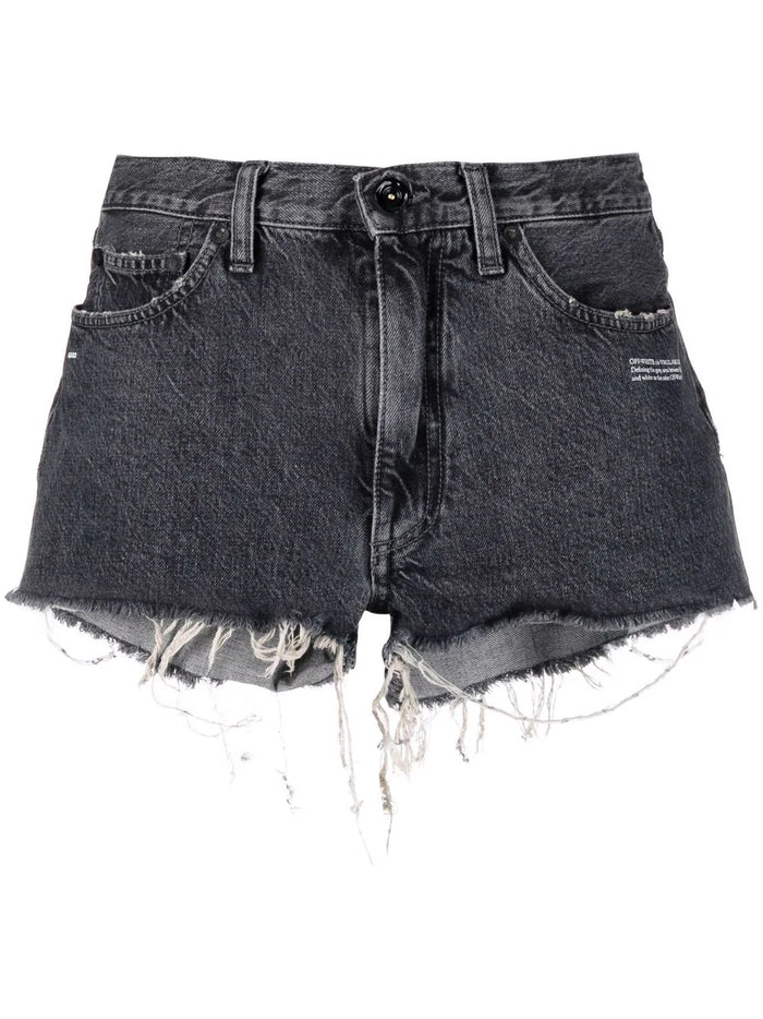 OFF-WHITE WOMEN Corporate Shorts Dark Grey/White - MAISONDEFASHION.COM