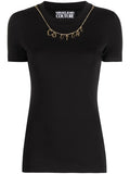 VERSACE WOMEN Couture Logo Charms Cotton T-Shirt Black - MAISONDEFASHION.COM