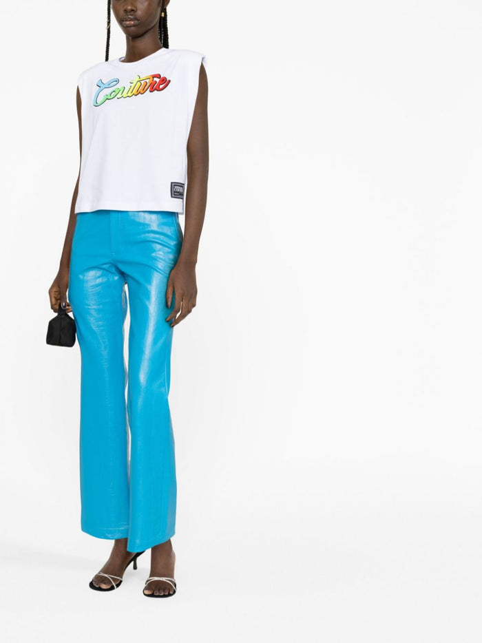 VERSACE WOMEN Couture Logo Patch Cotton T-Shirt White/Multi - MAISONDEFASHION.COM