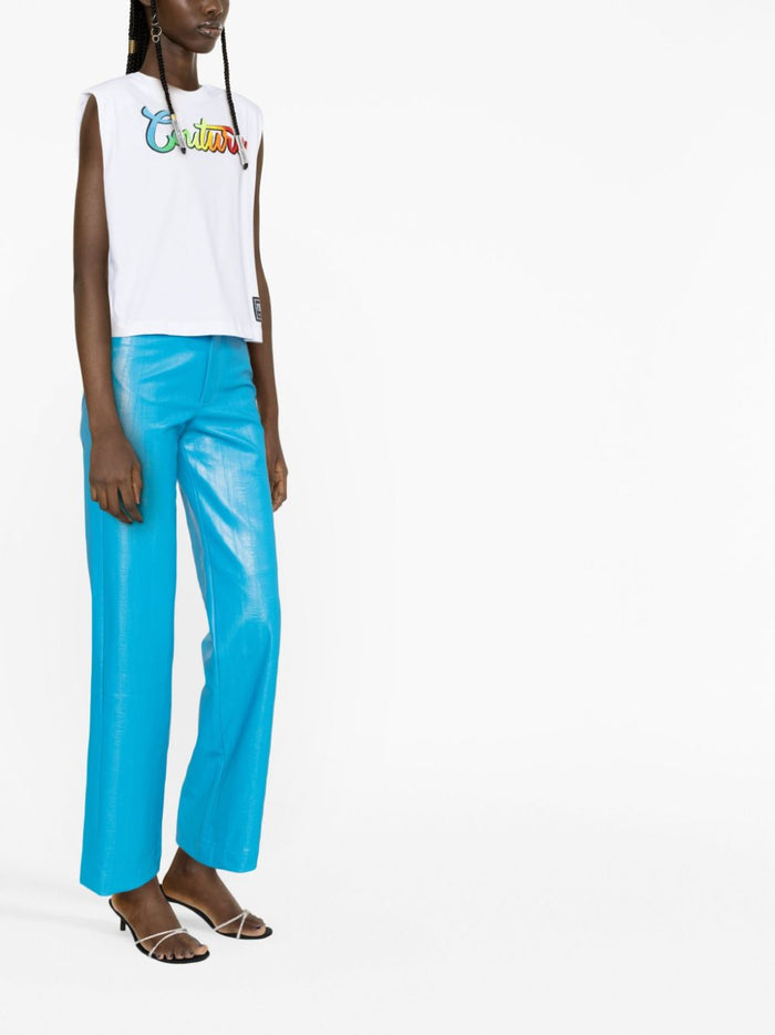 VERSACE WOMEN Couture Logo Patch Cotton T-Shirt White/Multi - MAISONDEFASHION.COM