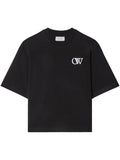 OFF-WHITE WOMEN Flock OW Basic T-Shirt Black/White - MAISONDEFASHION.COM