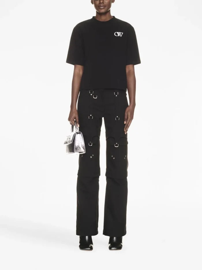 OFF-WHITE WOMEN Flock OW Basic T-Shirt Black/White - MAISONDEFASHION.COM