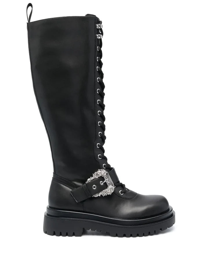 VERSACE WOMEN Knee High Boots Black - MAISONDEFASHION.COM