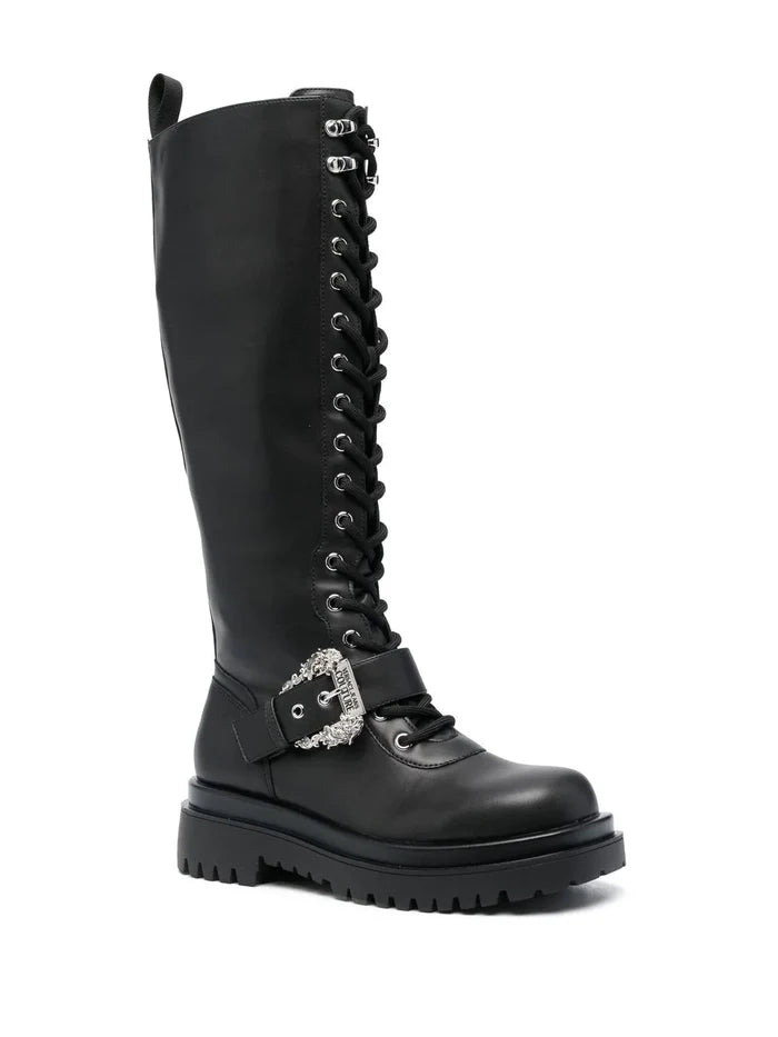 VERSACE WOMEN Knee High Boots Black - MAISONDEFASHION.COM