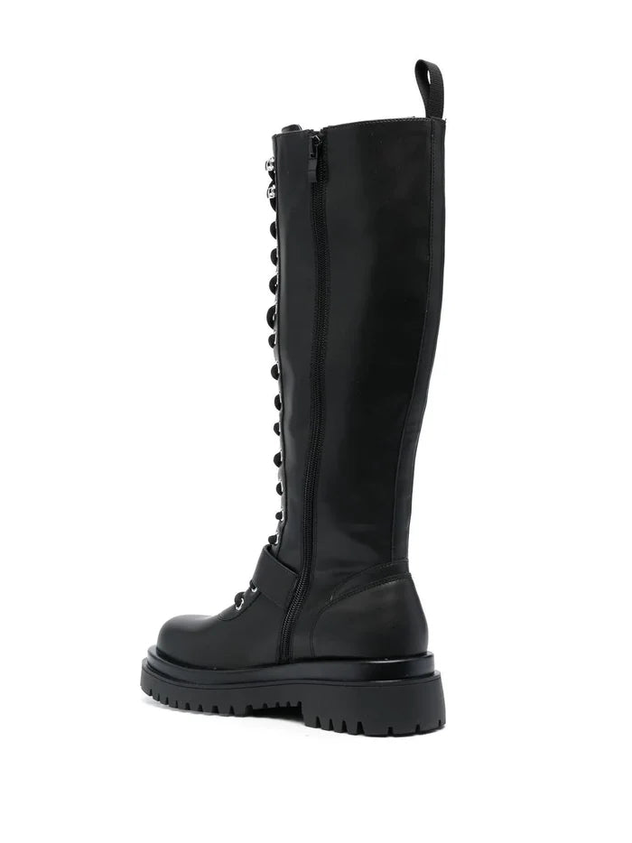VERSACE WOMEN Knee High Boots Black - MAISONDEFASHION.COM