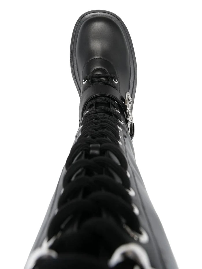 VERSACE WOMEN Knee High Boots Black - MAISONDEFASHION.COM