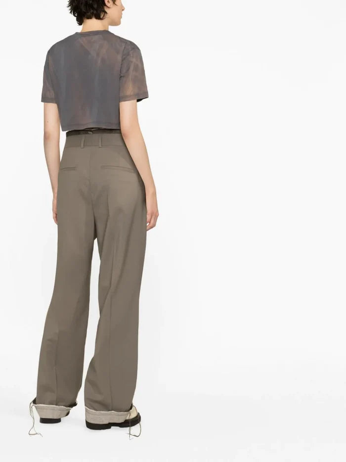 OFF-WHITE WOMEN Laundry Crop T-Shirt Brown/Brown - MAISONDEFASHION.COM