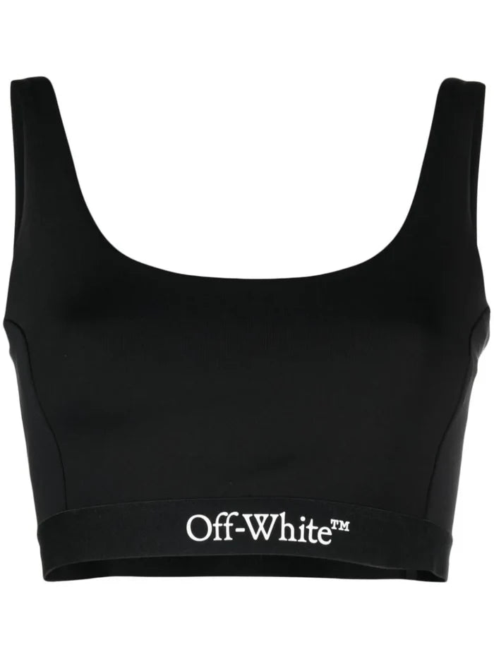 OFF-WHITE WOMEN Logo Band Bra Black/White - MAISONDEFASHION.COM