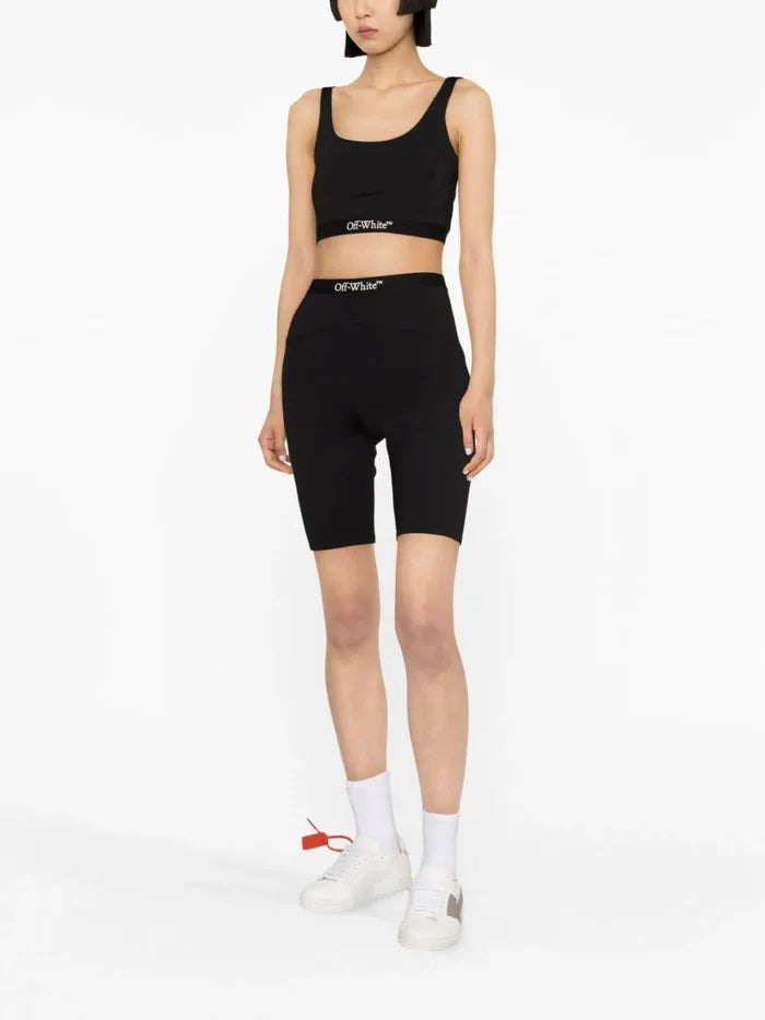 OFF-WHITE WOMEN Logo Band Bra Black/White - MAISONDEFASHION.COM