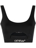 OFF-WHITE WOMEN Logo Band Cutout Bra Black/White - MAISONDEFASHION.COM