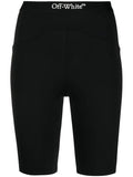OFF-WHITE WOMEN Logo Band Cycling Shorts Black/White - MAISONDEFASHION.COM