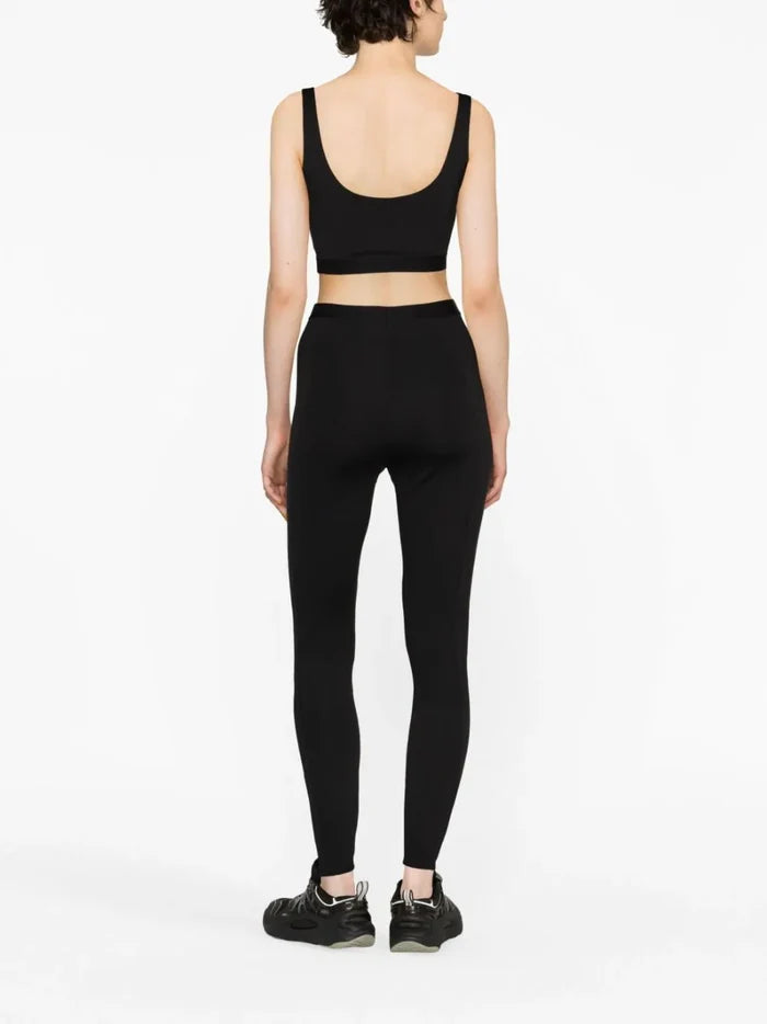 OFF-WHITE WOMEN Logo Band Leggings Black/White - MAISONDEFASHION.COM